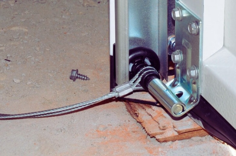 A garage door loose cable.