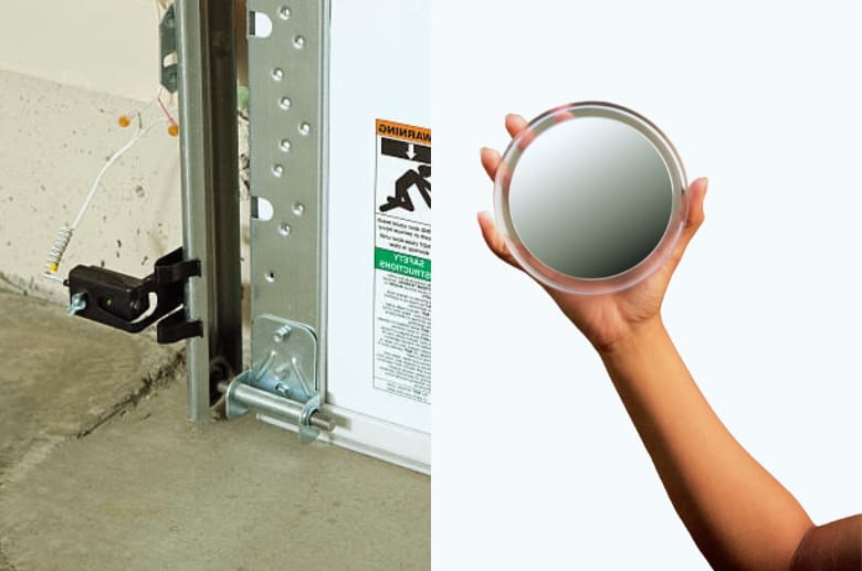Use of a mirror with a sensor. Using a mirror allows you to bypass garage door sensor.