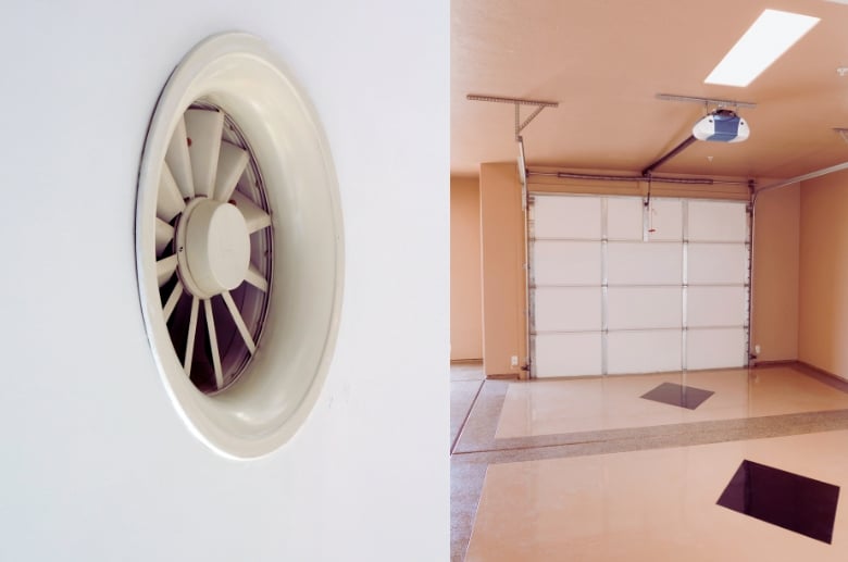 An exhaust fan and a garage. It is best to install an exhaust fan for residential garage ventilation.