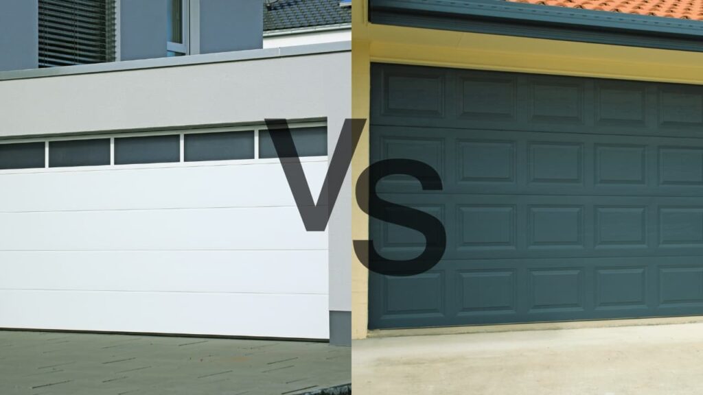 A long panel garage door compared with a short panel garage door. Long panel vs short panel garage door - which is better?