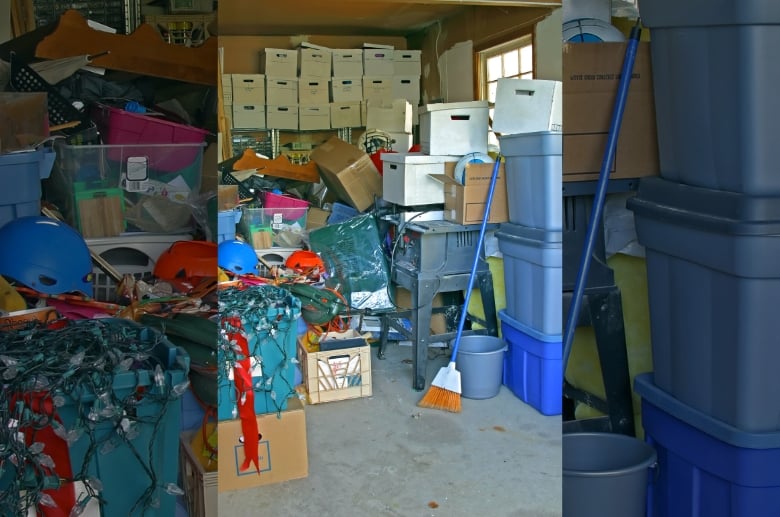 A cluttered garage. It invites crickets in garage.