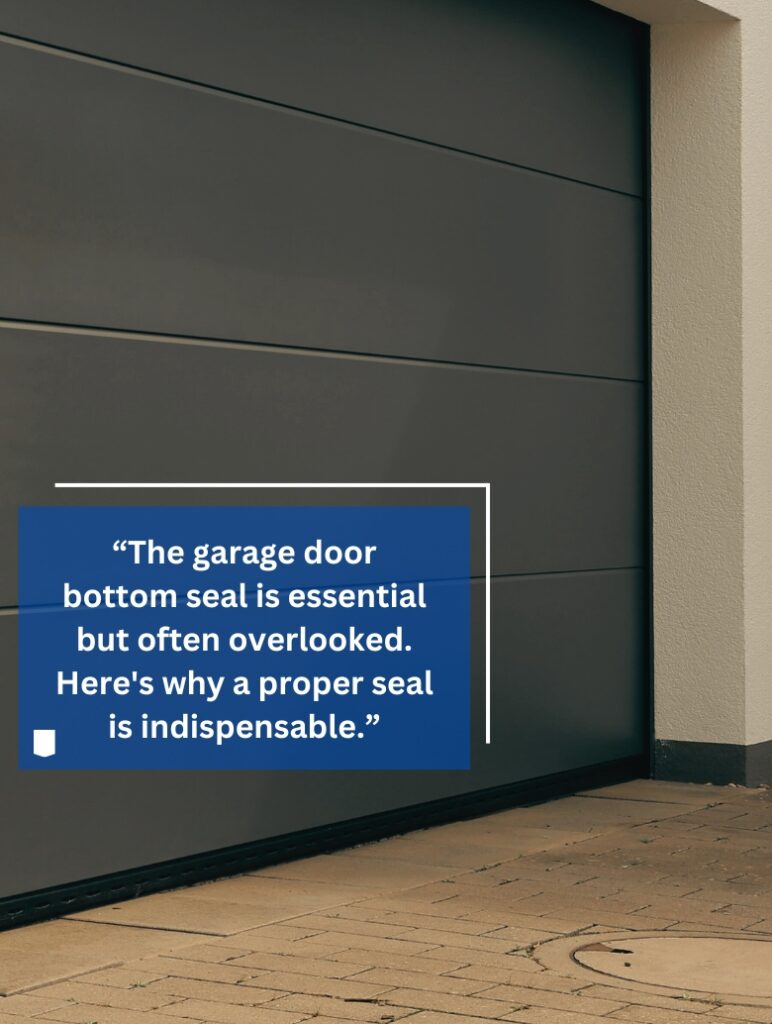 A closed garage door with seal.