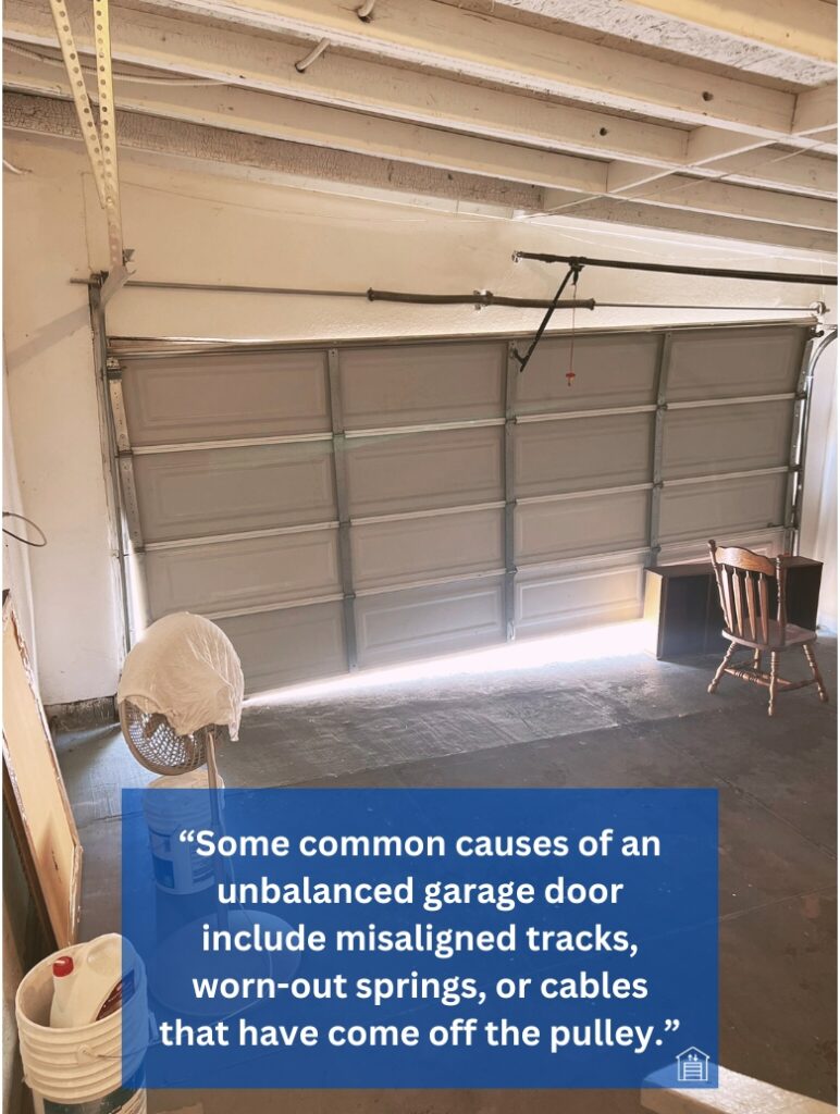 An unbalanced garage door.